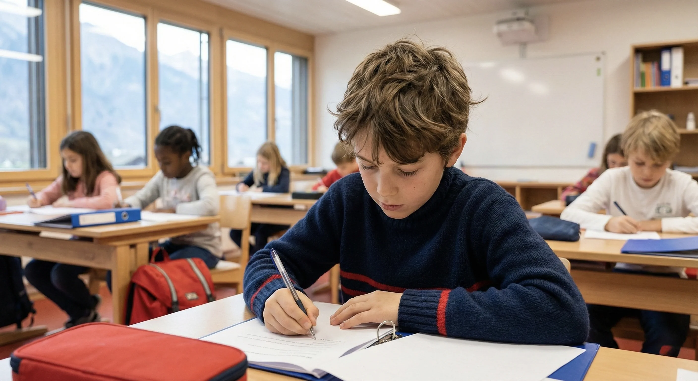 Students studying in a classroom in Zürich